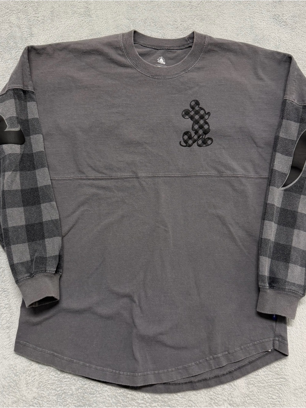 Disney Spirit Jersey Mickey Mouse Plaid Gray Adult Small Disneyland Resort